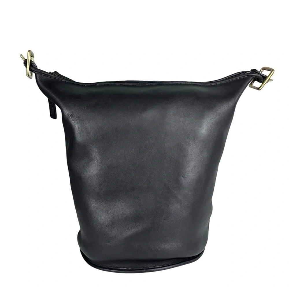 COACH VINTAGE 80S EXTRA LARGE BLACK GLOVETAN LEATHER CLASSIC DUFFLE SAC FEED BAG